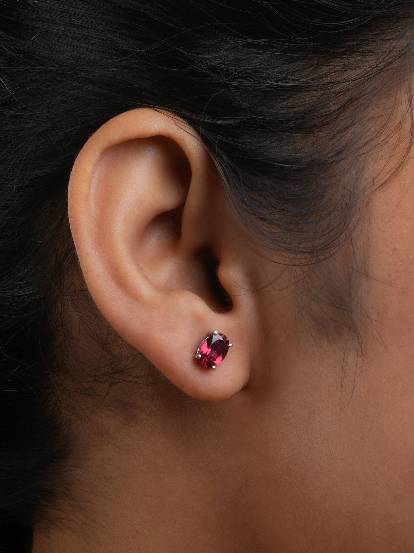 Oval Garnet Studs