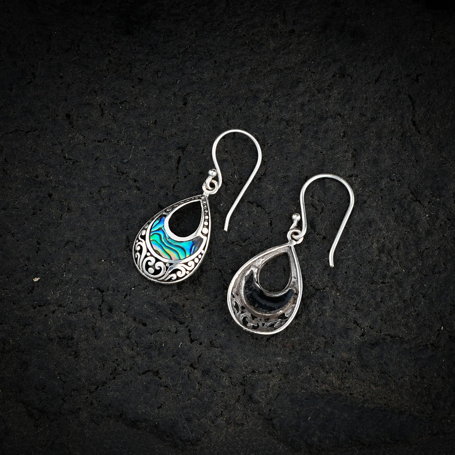 Silver Abalone Drops Earrings