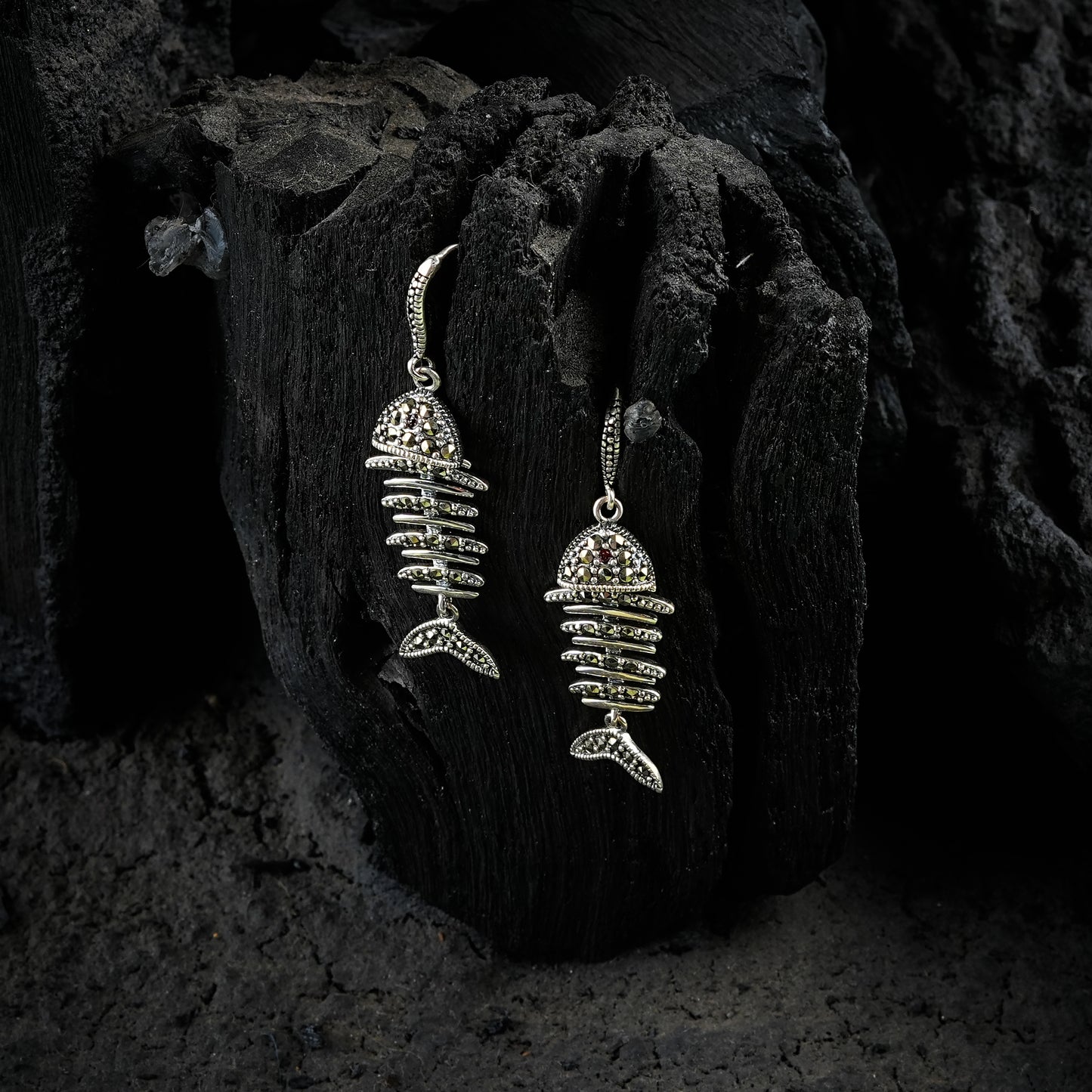 Marcasite Fish Bone Earrings