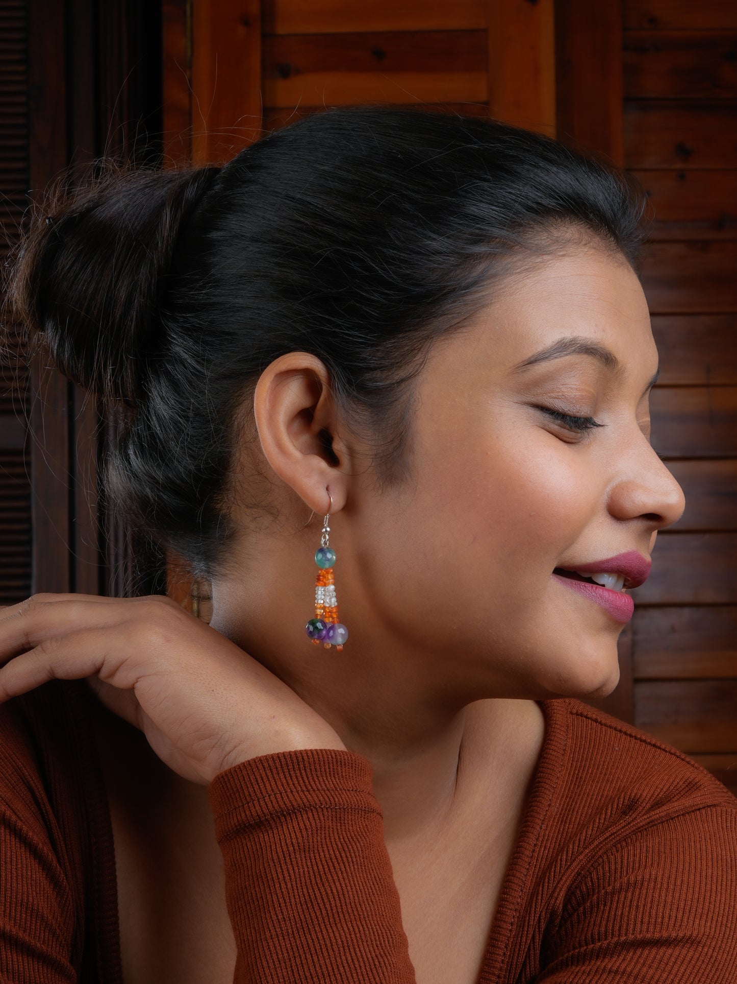 Multi Stone Beaded Earrings