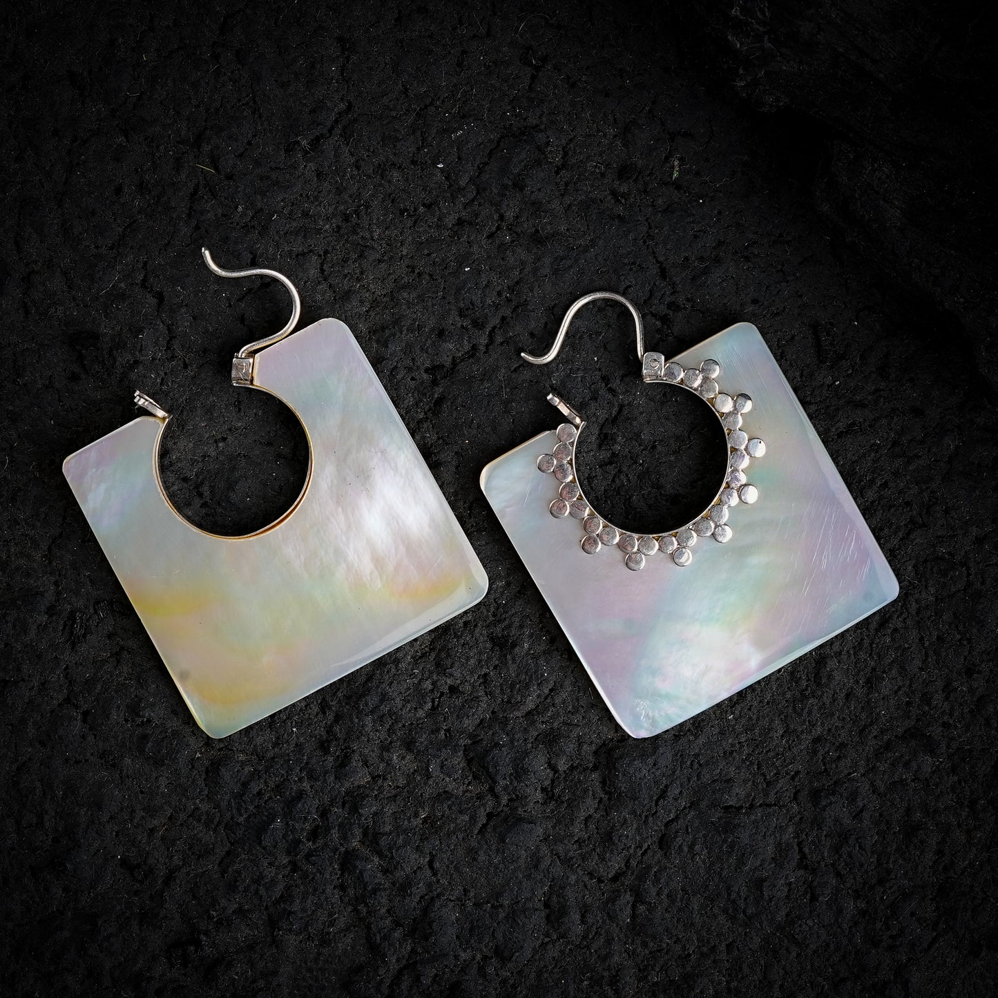 Silver MOP Square Danglers