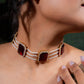 Ruby Diamond Accent Pearl Choker Set