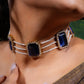 Sapphire Diamond Accent Pearl Choker Set