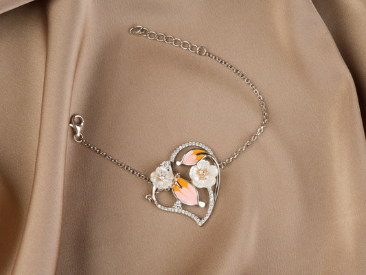 Prettiest Floral Silver Bracelet For Girls(2)