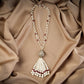 Silver Rubies And Pearls Tasseled Long Necklace