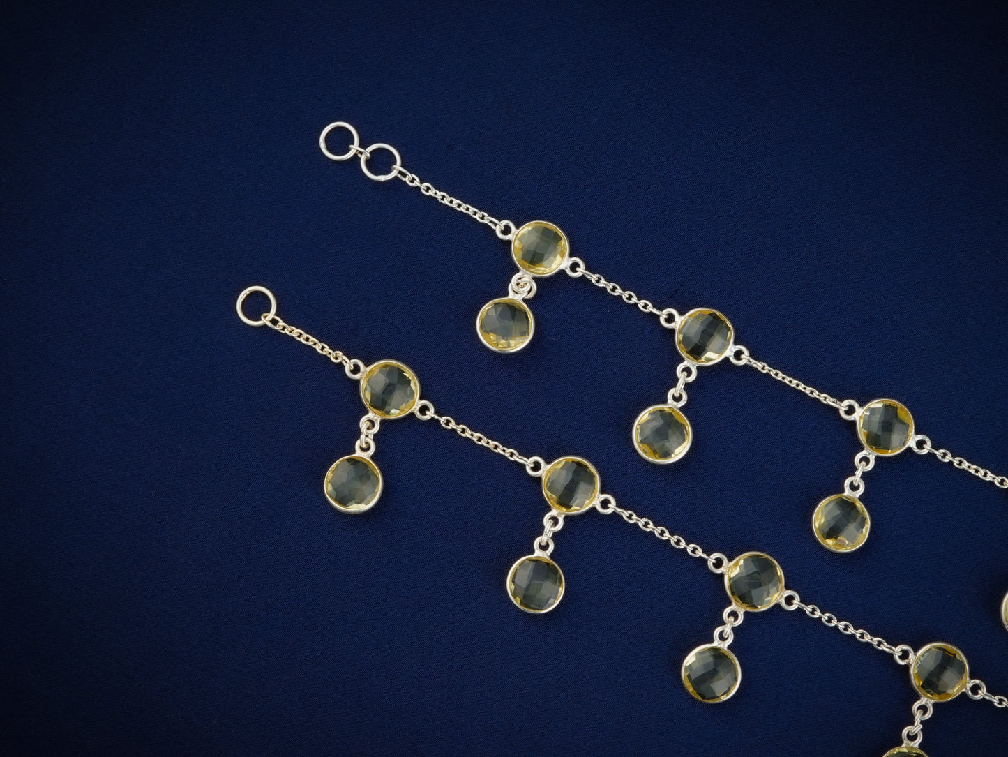 Silver And Lemon Topaz Anklets