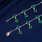Emerald Droplets Silver Anklets