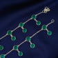 Emerald Droplets Silver Anklets