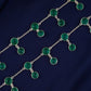 Emerald Droplets Silver Anklets