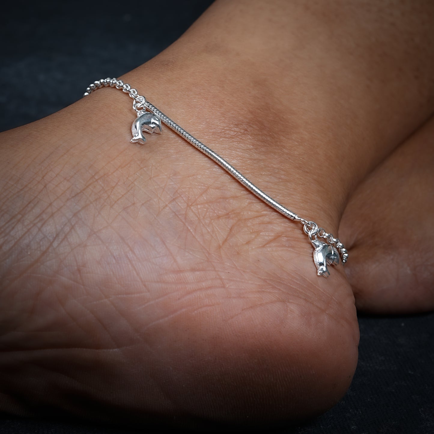 Dolphins Silver Anklets