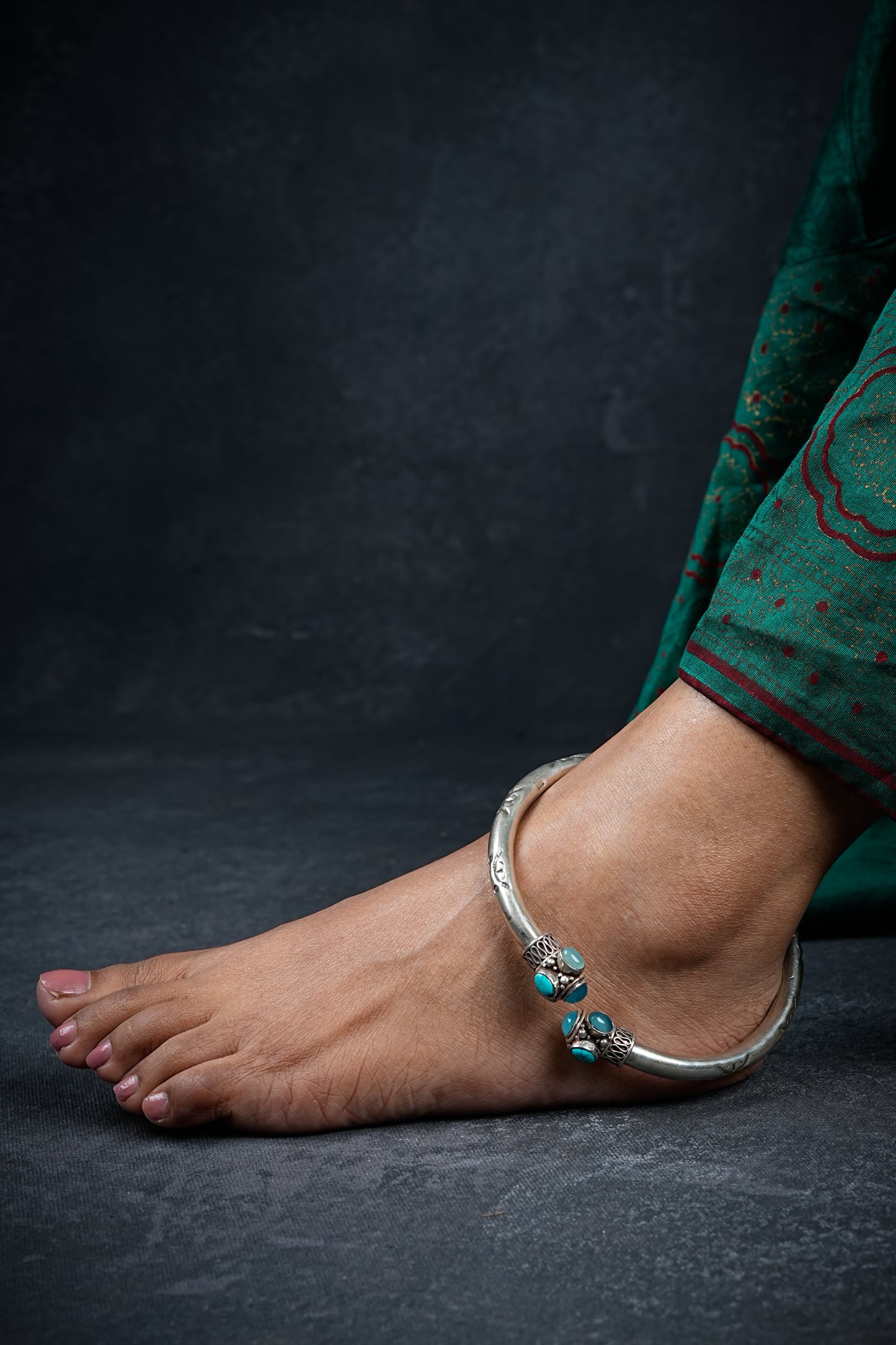 Turquoise Green Onyx Leg Kada(Single)