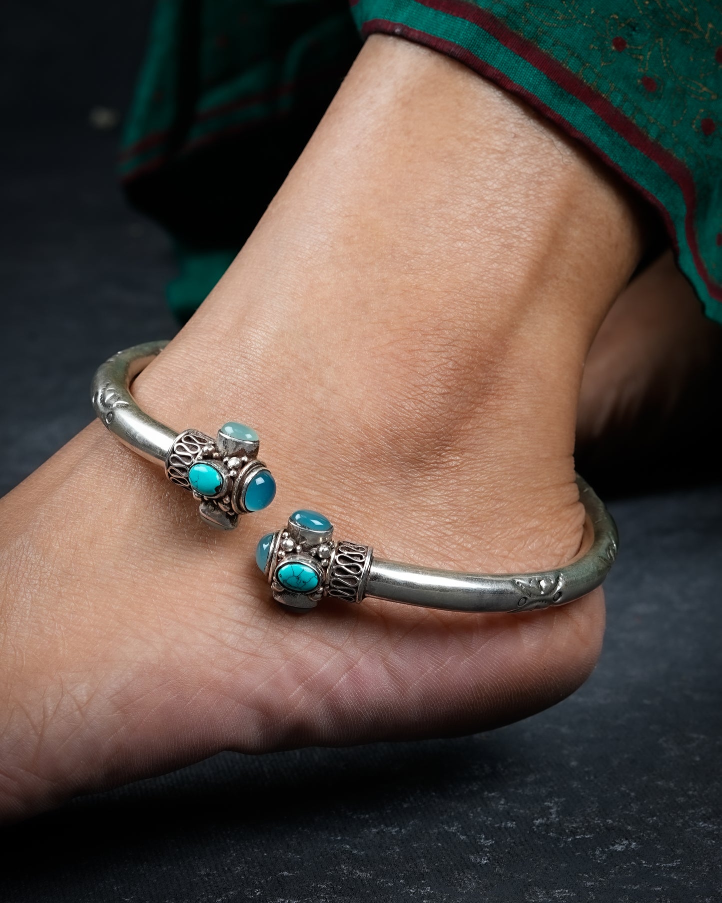 Turquoise Green Onyx Leg Kada(Single)