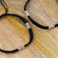 Knotted Charms Silver Black Thread Anklet