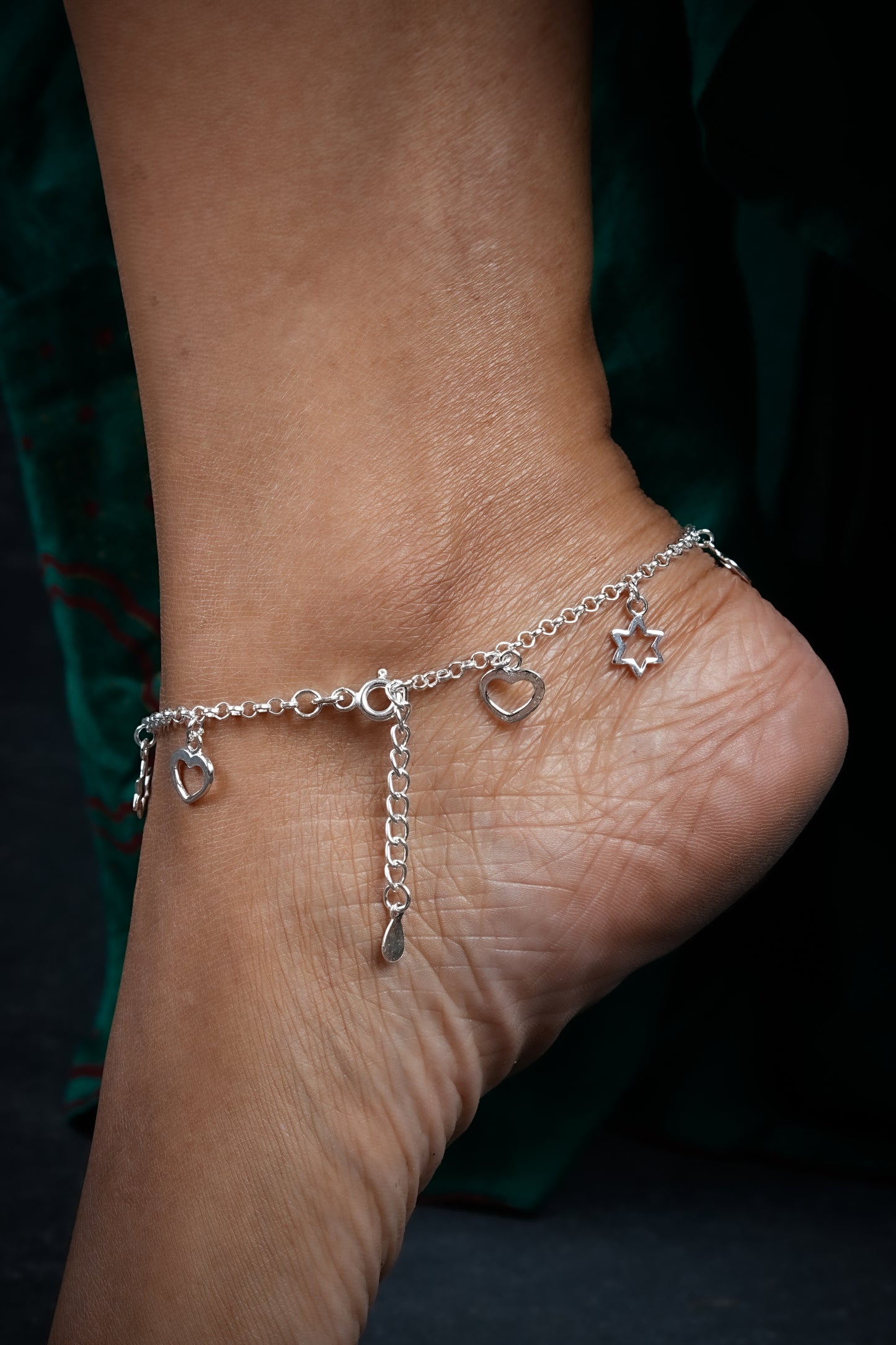 Love Loop Silver Anklets