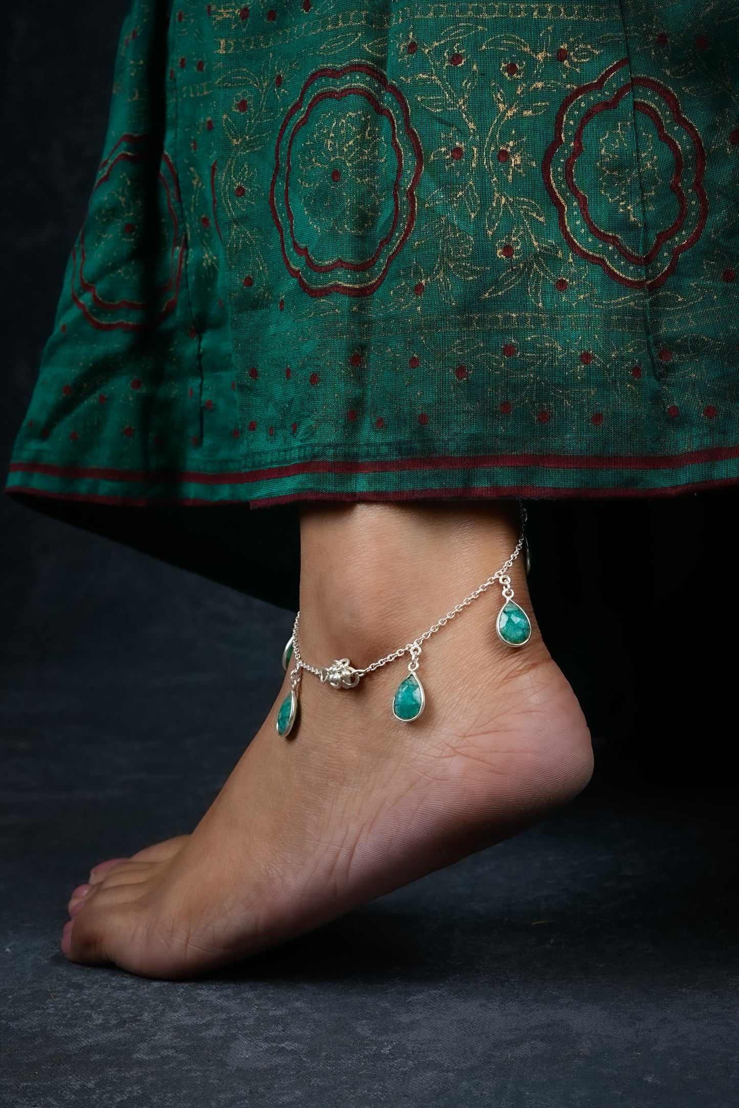 Emerald Drop Anklets