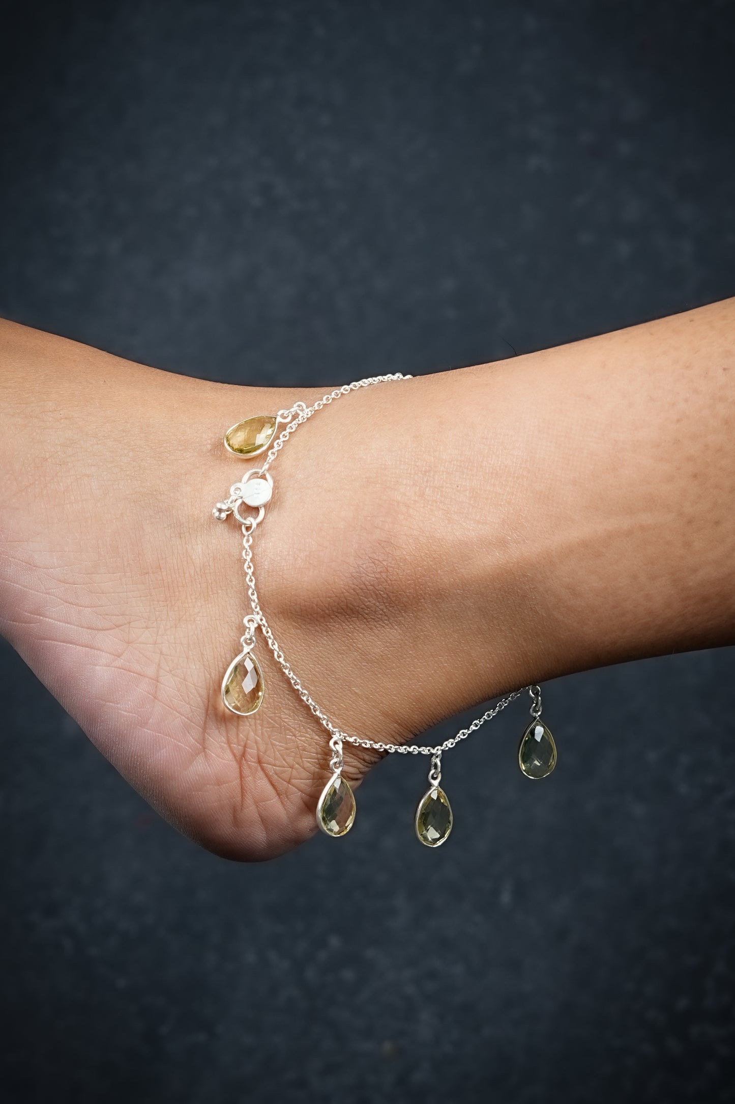 Green Amethyst Droplets Anklets