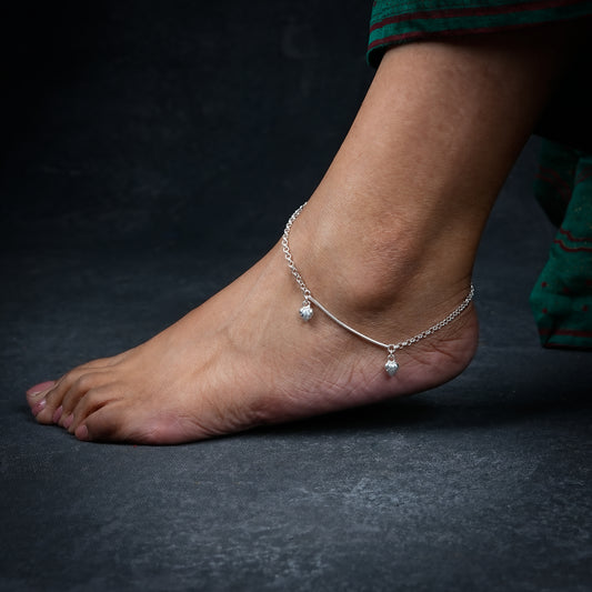 Spring Leaf Silver Anklets