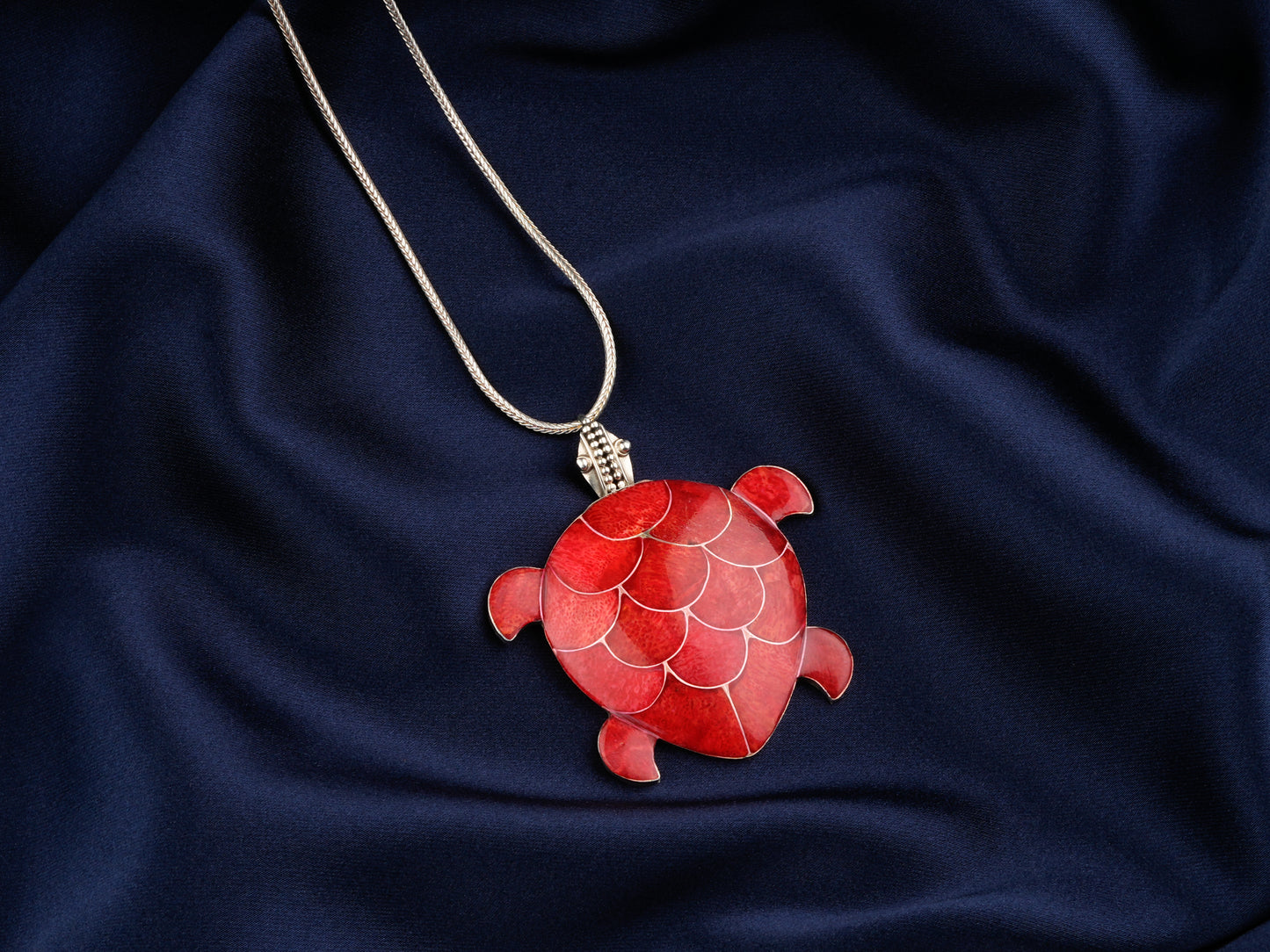 Red MOP And Silver Pendant