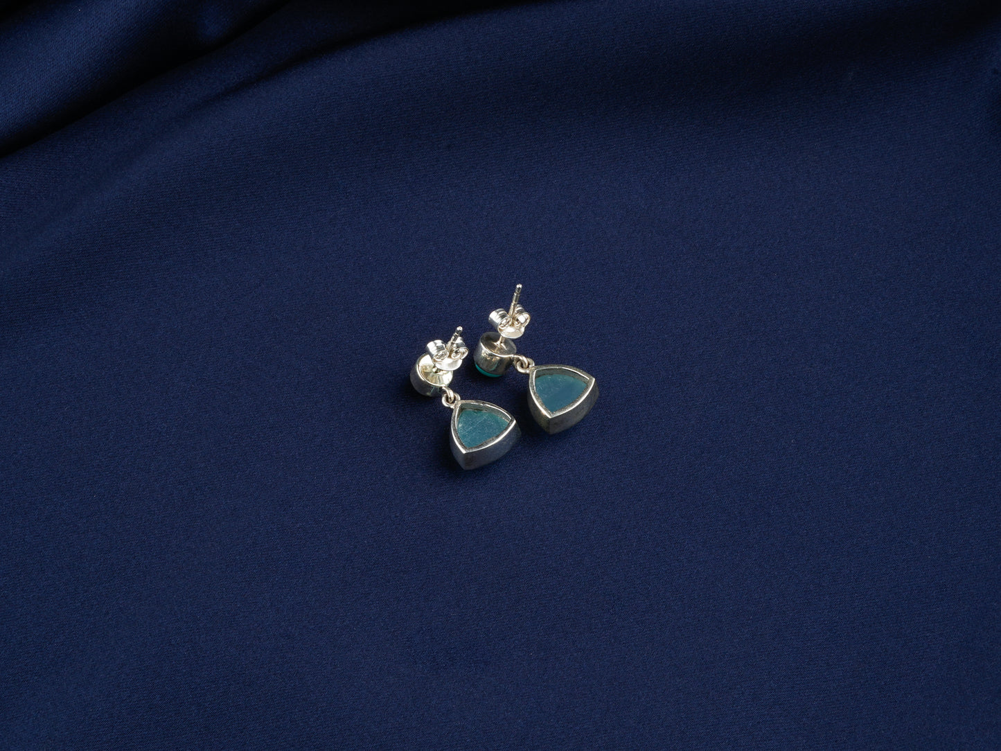 Turquoise And Aqua Chalcedony Silver Earrings