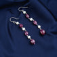 Natural Ruby Pearl In Silver Danglers