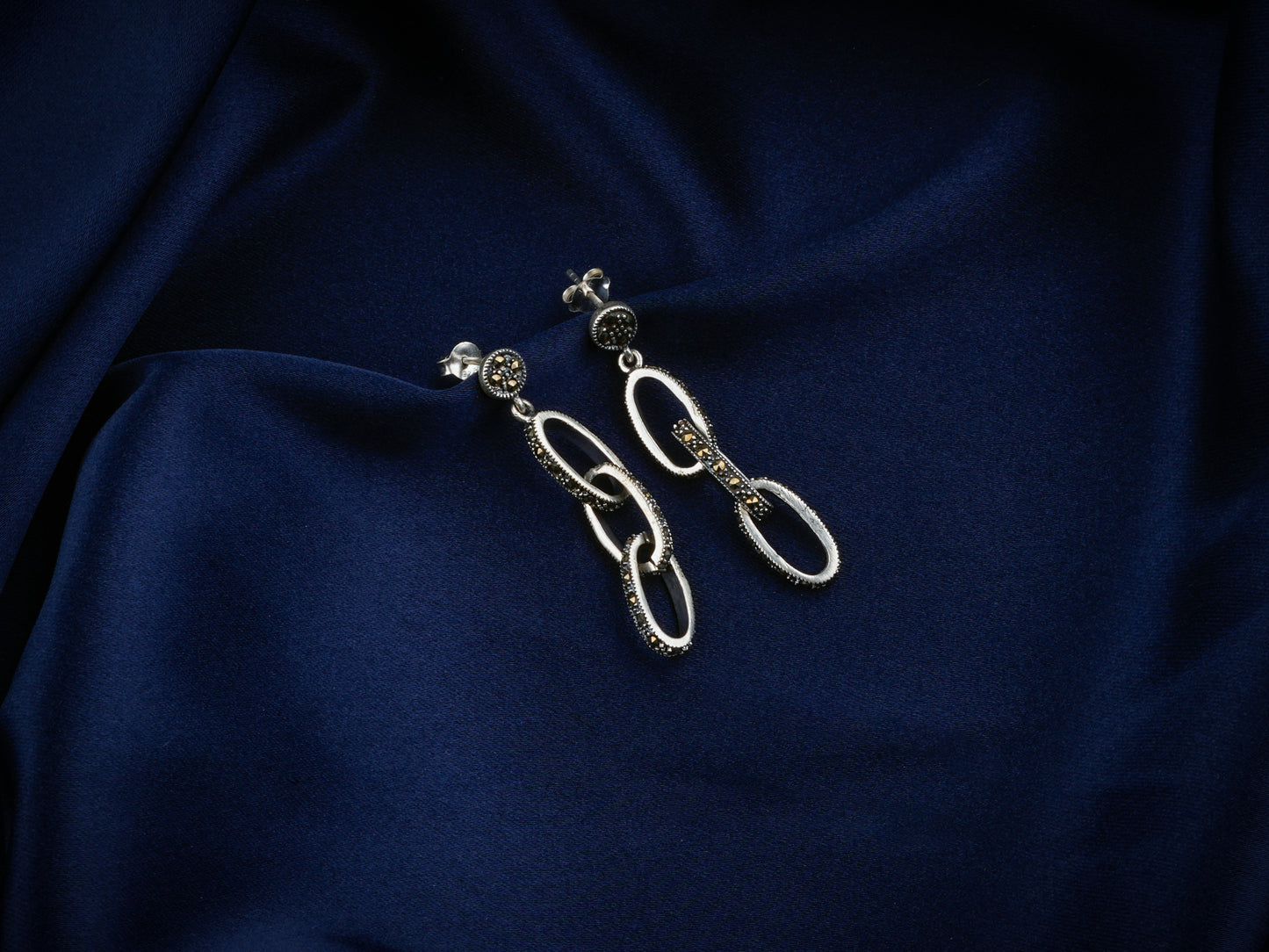 Marcasite Silver Link Earrings