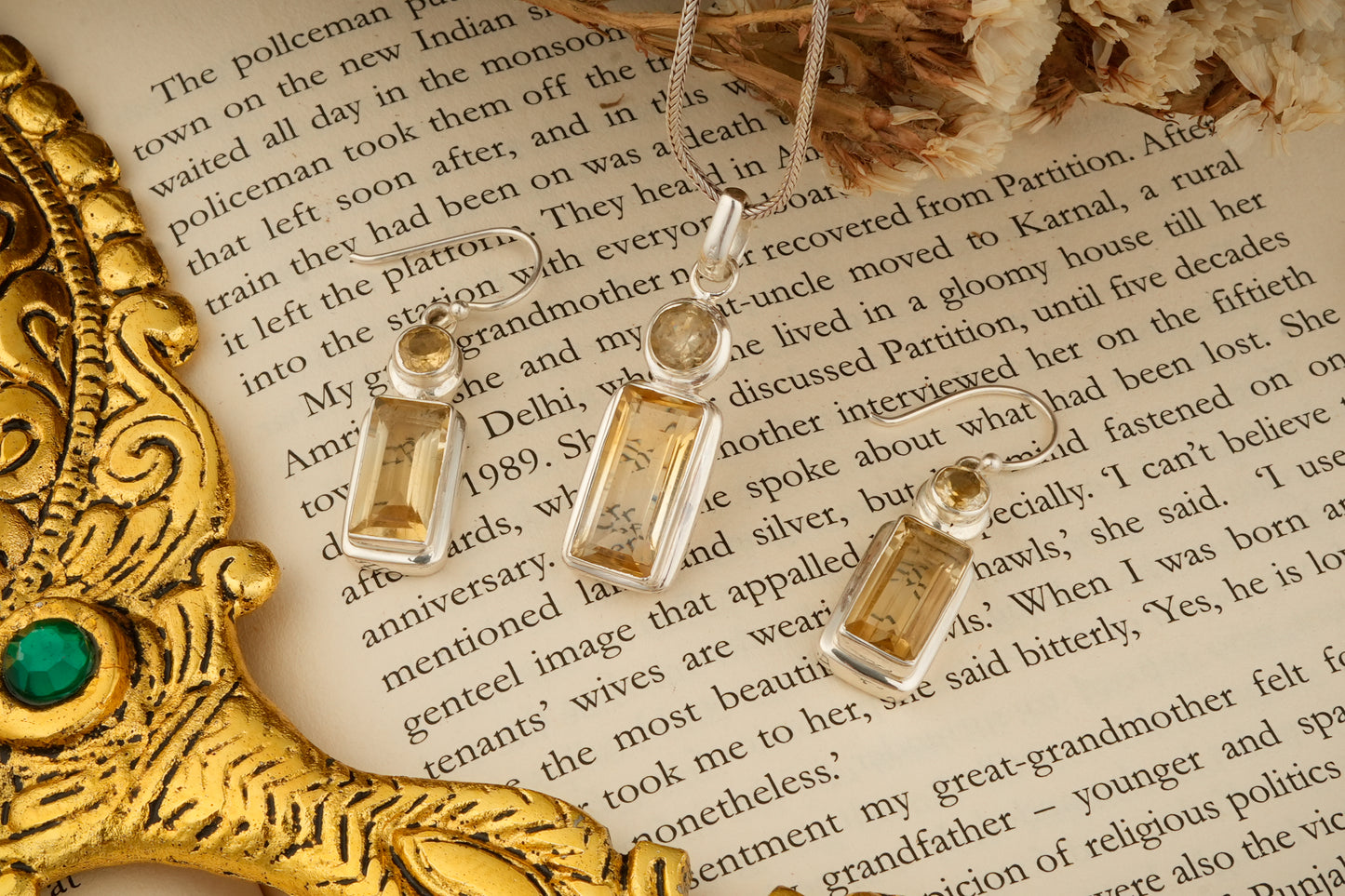 Citrine Pendant Set With Earrings