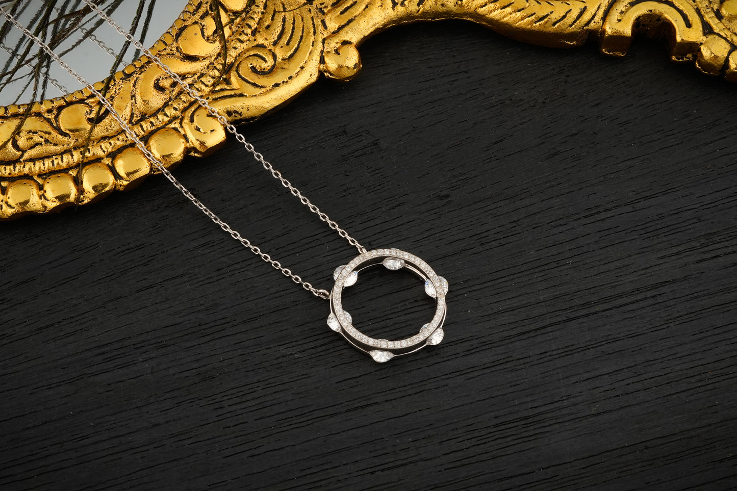 Silver Zircon Ring Pendant