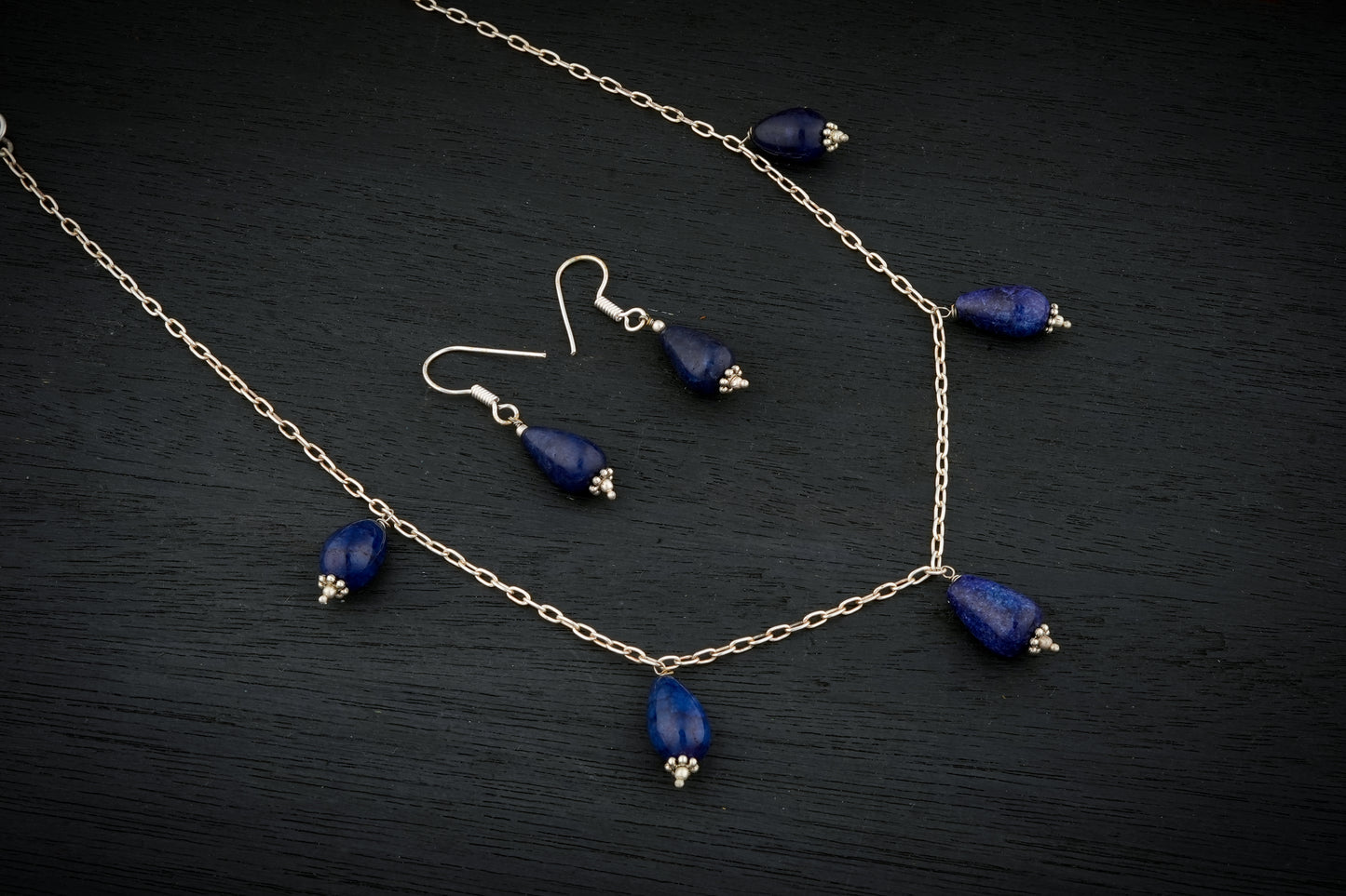 Lapis Lazuli Drops Necklace Set