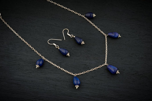 Lapis Lazuli Drops Necklace Set