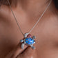 Playful Blue Opal Silver Turtle Pendant