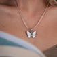 Rainbow Silver Opal  Butterfly Pendant