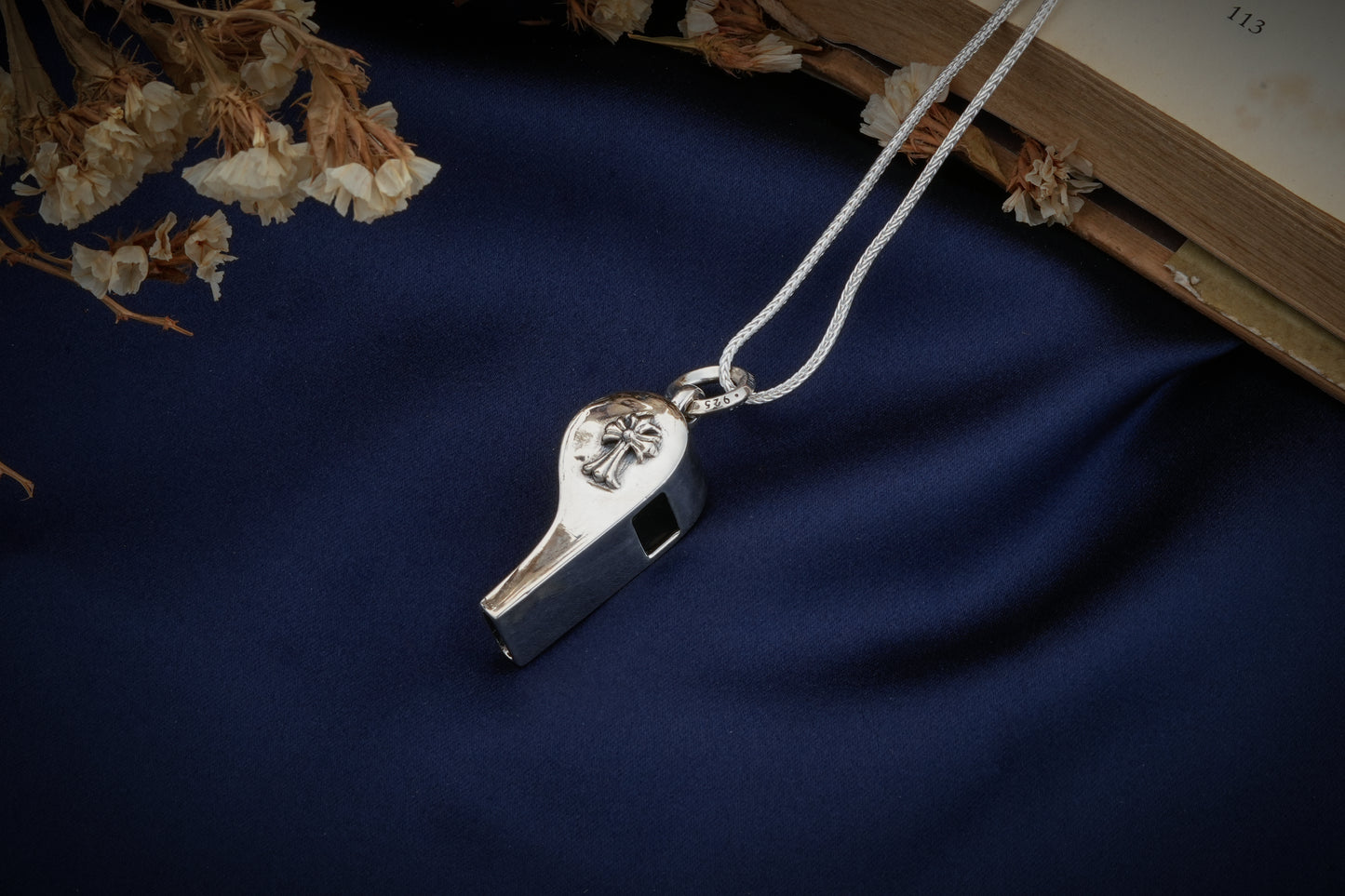 Silver Emergency Whistle Pendant