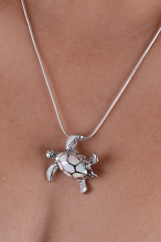 Silver Opal Turtle Pendant