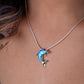 Opal Blue Silver Dolphin Pendant