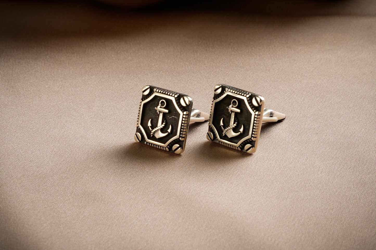 Anchor Silver Cuff Links