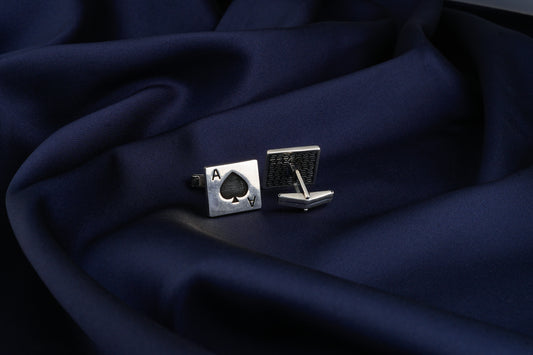 "Ace Of Spade" Men Silver Cuff Links