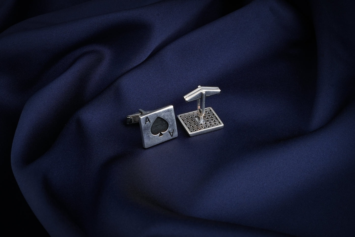 "Ace Of Spade" Men Silver Cuff Links