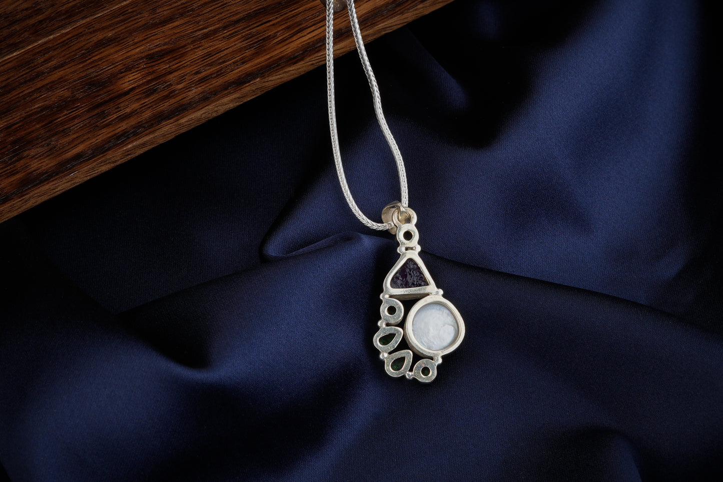 Multi Stone Silver Pendant(1)