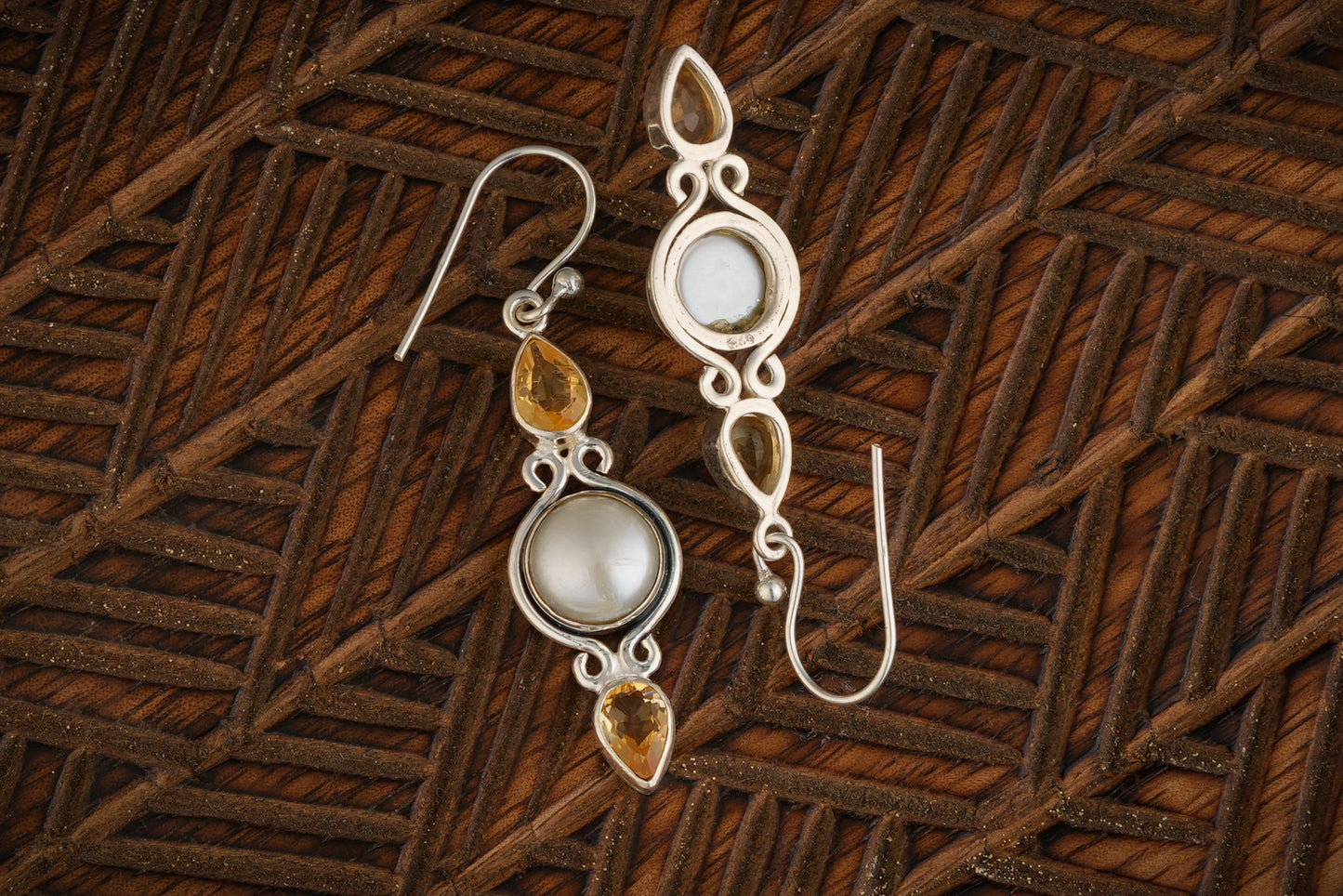 Freshwater Pearl Citrine Drop Earrings