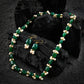 Emerald Green Stones And Pearls Necklace