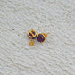 Natural Uncut Amethyst Gemstone Studs