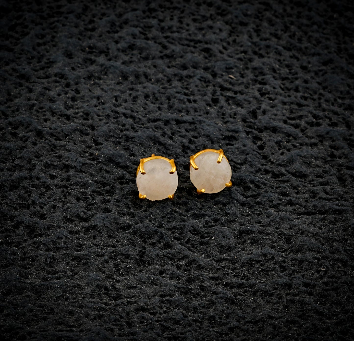 Natural Uncut Moonstone Gemstone Studs