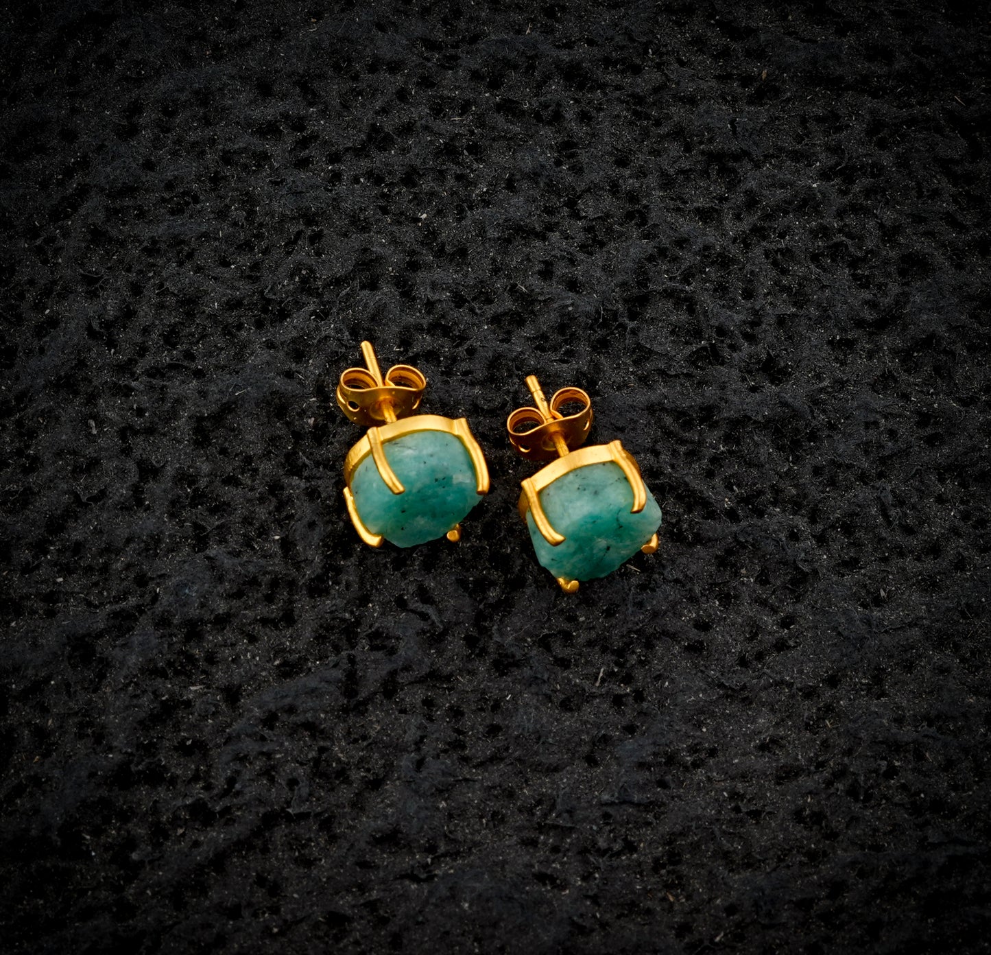 Natural Uncut Amazonite Gemstone Studs