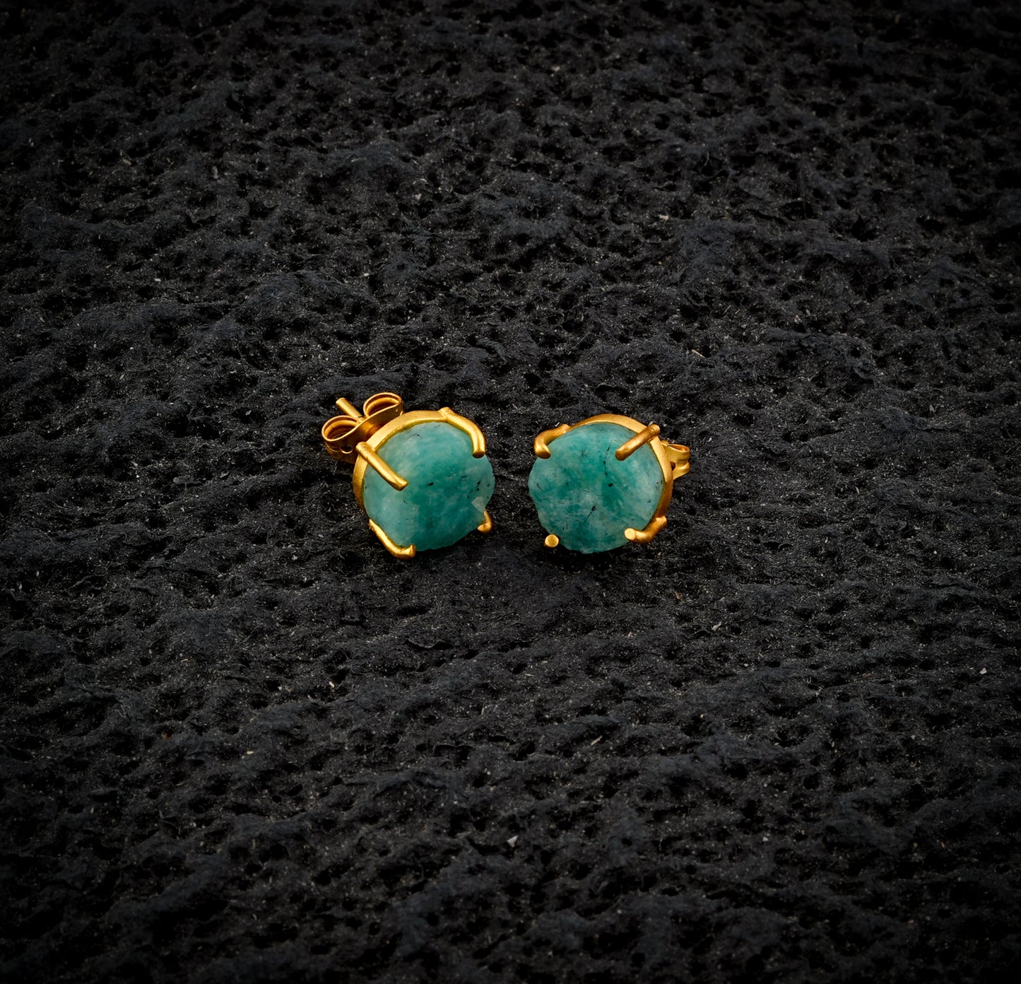 Natural Uncut Amazonite Gemstone Studs