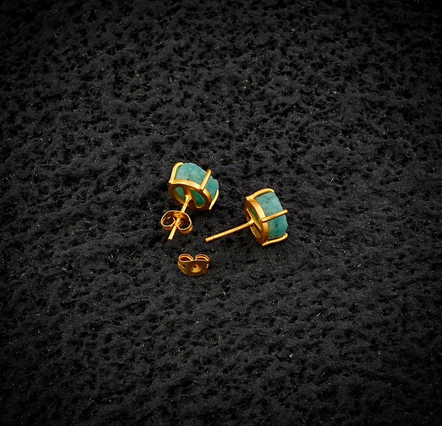 Natural Uncut Amazonite Gemstone Studs