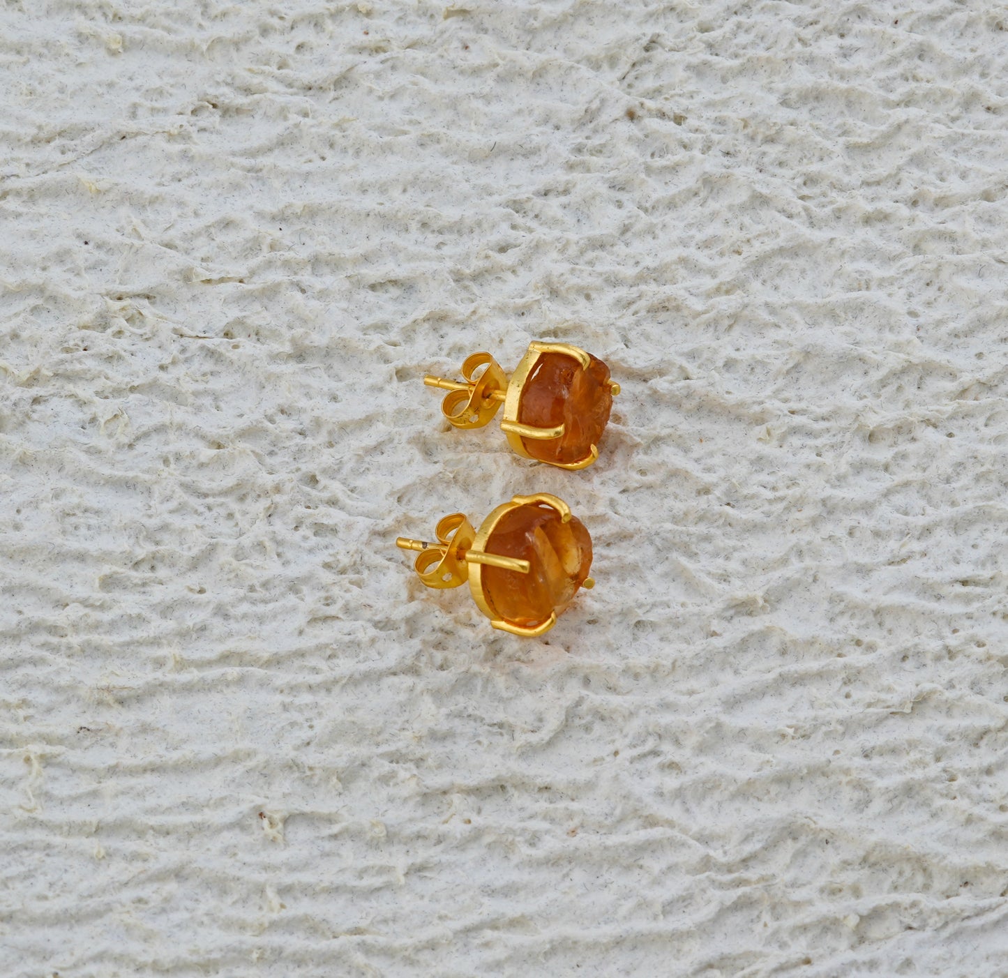 Natural Uncut Citrine Studs