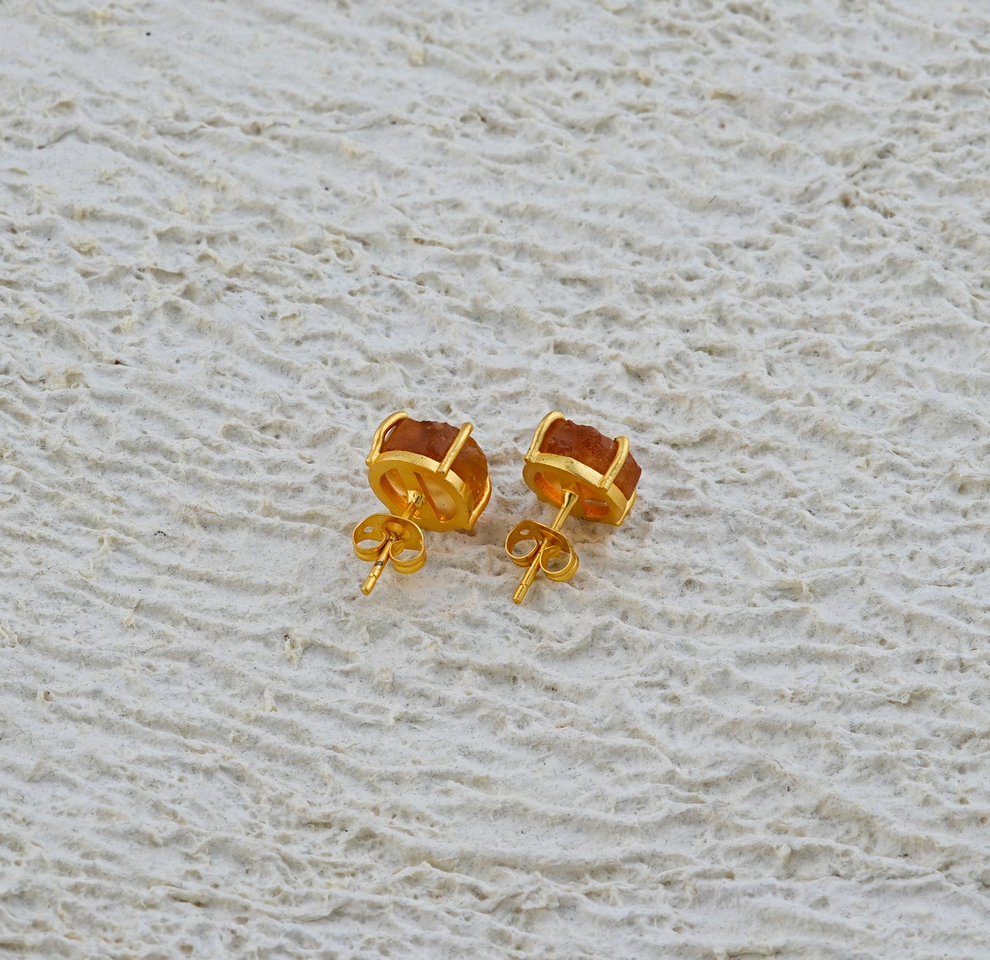 Natural Uncut Citrine Studs