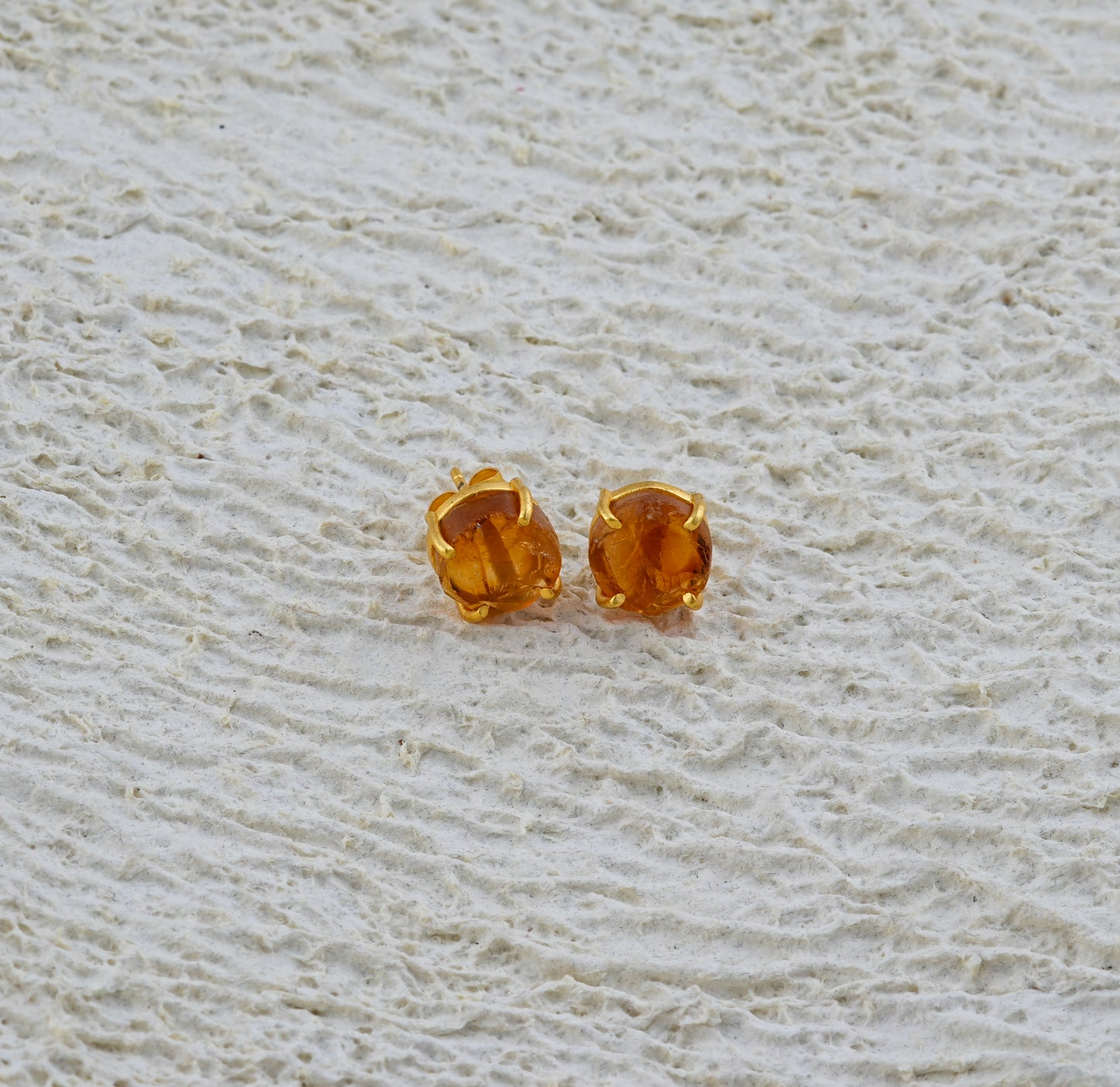 Natural Uncut Citrine Studs