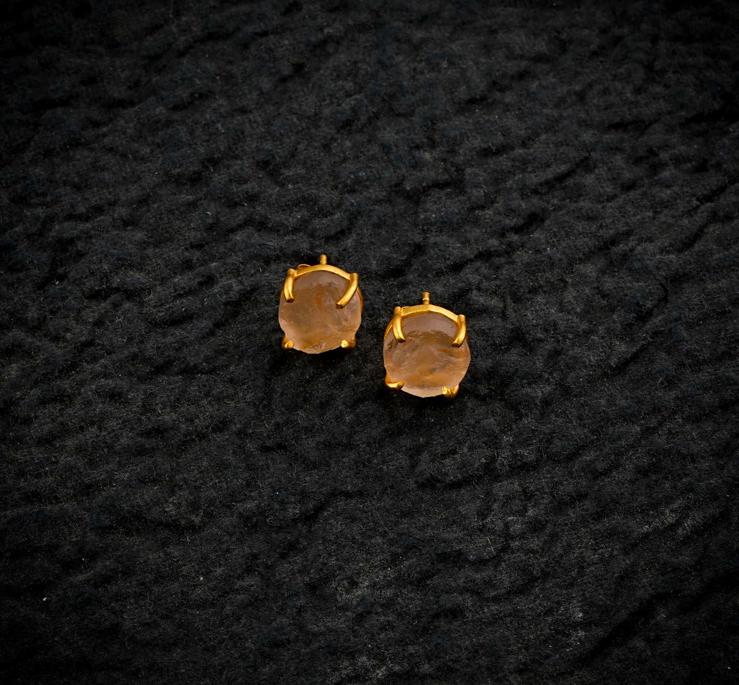 Natural Uncut Citrine Studs