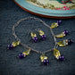 Vibrant Amethyst Lemon Topaz And Pearls Necklace Set